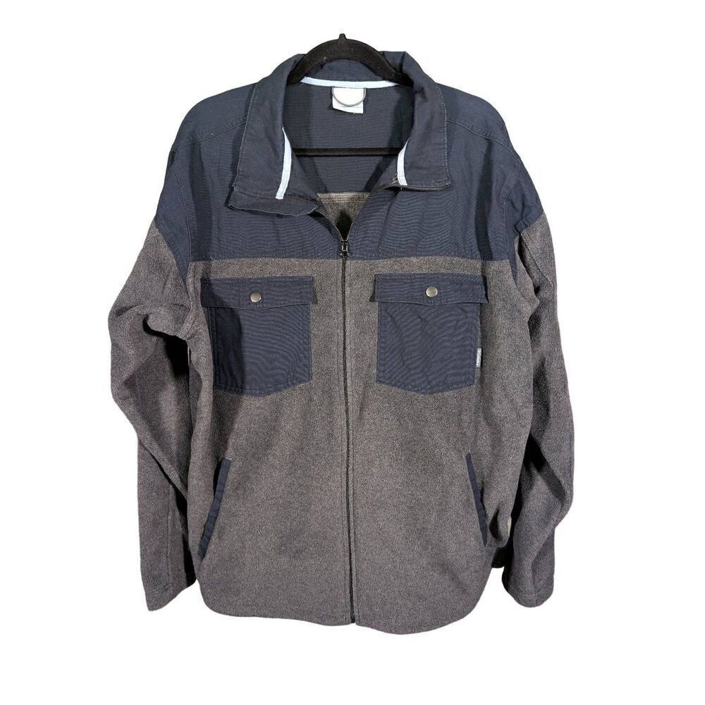 Columbia Men's Fleece Zip Up Terpin Point Grey and Black/Blue Jacket Size L